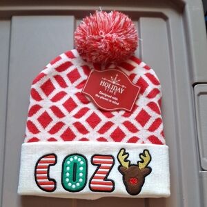 Holiday Time Festive Red and White Kids Hat (Hat009)